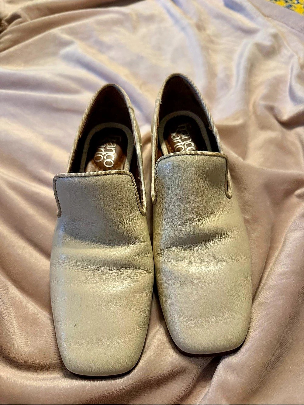Franco Santo Square Toe Loafers Cream US 5M